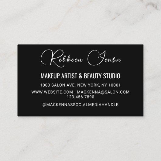 Chique Glitter Glam Nail Art Manicure Salon Blauw Visitekaartje (Achterkant)