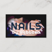 Chique Glitter Glam Nail Art Manicure Salon Blauw Visitekaartje (Voorkant)