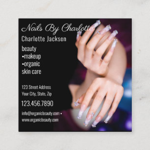 Chique Glitter Glam Nail Art Manicure Salon QR Cod Vierkante Visitekaartje