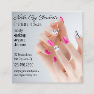 Chique Glitter Glam Nail Art Manicure Salon QR Cod Vierkante Visitekaartje