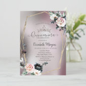 Chique Glitter Kroon, Rozen Metaal Kaart (Staand voorkant)