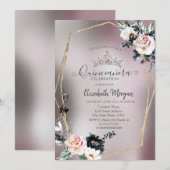 Chique Glitter Kroon, Rozen Metaal Kaart (Voorkant / Achterkant)