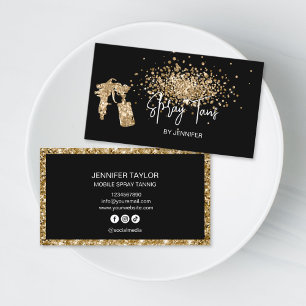 Chique Glitter Mobiele Spray Tans Zwart Goud Zonne Visitekaartje