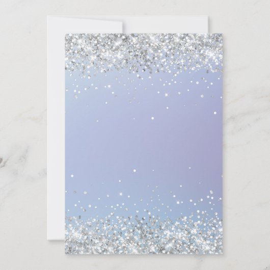 Chique Glitter Moderne Bloemige Blauwe Jongens Bab Kaart (Achterkant)