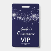 Chique glitter op Navy Quinceañera uitnodiging VIP
