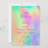 Chique Glitter Tiara Regenboog Holografische Verja Kaart (Voorkant)