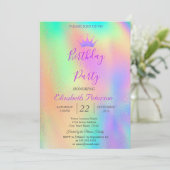 Chique Glitter Tiara Regenboog Holografische Verja Kaart (Staand voorkant)