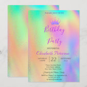Chique Glitter Tiara Regenboog Holografische Verja Kaart (Voorkant / Achterkant)