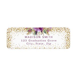 Chique Glitter Waterverf Flowers Goud Confetti Etiket