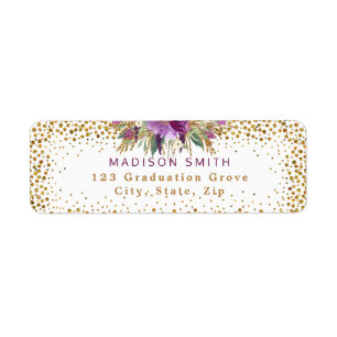 Chique Glitter Waterverf Flowers Goud Confetti Etiket