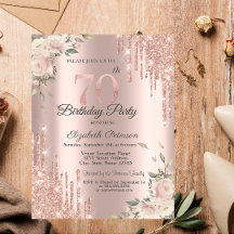 Chique Glitterdruppels, Bloemen Roze Goud 70e Verj