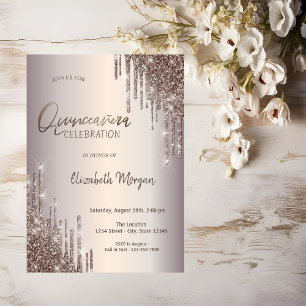 Chique Glitterdruppels Quinceañera Kaart