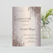 Chique Glitterdruppels Quinceañera Kaart (Staand voorkant)