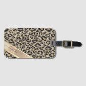 Chique glitters luipaard motief met monogram bagagelabel (Voorkant (horizontaal))