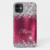Chique Glittery Bourgondië Glam Naam Case-Mate iPhone Case (Achterkant)