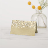 Chique Glittery Gouden Folie Gepersonaliseerde Pla Plaatskaartje (Voorkant)