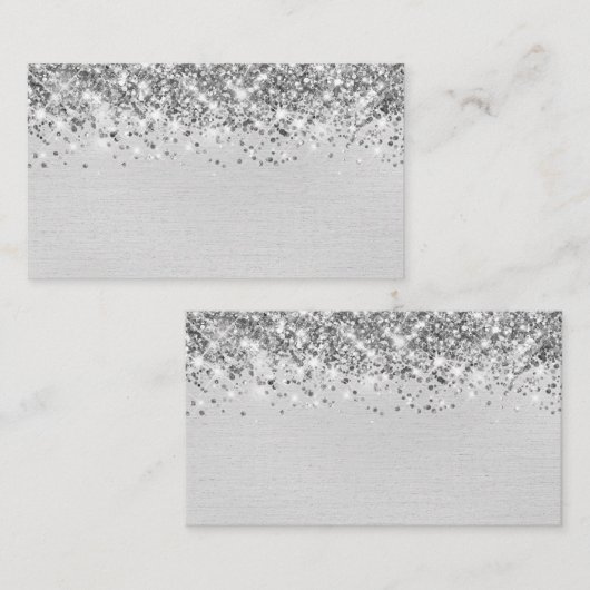Chique Glittery licht Zilveren Folie Blank Place C Plaatskaartje (Voorkant / Achterkant)
