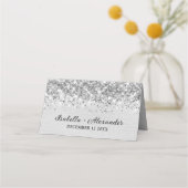 Chique Glittery licht Zilveren Folie Gepersonalise Plaatskaartje (Achterkant)