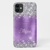 Chique Glittery Paarse Amethist Glam Naam Case-Mate iPhone Case (Achterkant)