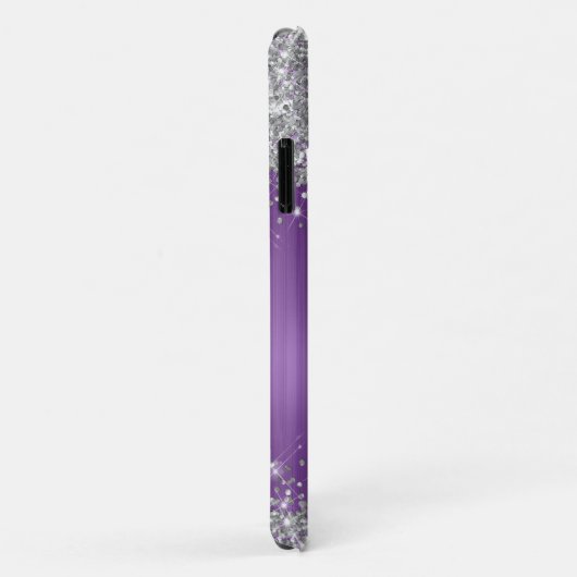 Chique Glittery Paarse Amethist Glam Naam Case-Mate iPhone Case (Achterkant/rechts)