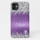 Chique Glittery Paarse Amethist Glam Naam Case-Mate iPhone Case (Achterkant)