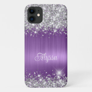 Chique Glittery Paarse Amethist Glam Naam Case-Mate iPhone Case