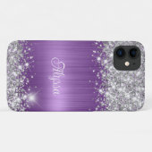 Chique Glittery Paarse Amethist Glam Naam Case-Mate iPhone Case (Achterkant (horizontaal))
