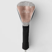 Chique Glittery Roos Gouden Glam Naam Golfheadcover (Voorkant)