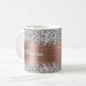 Chique Glittery Roos Gouden Glam Naam Koffiemok (Voorkant links)