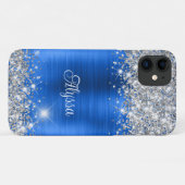 Chique Glittery Royal Blue Glam Naam Case-Mate iPhone Case (Achterkant (horizontaal))