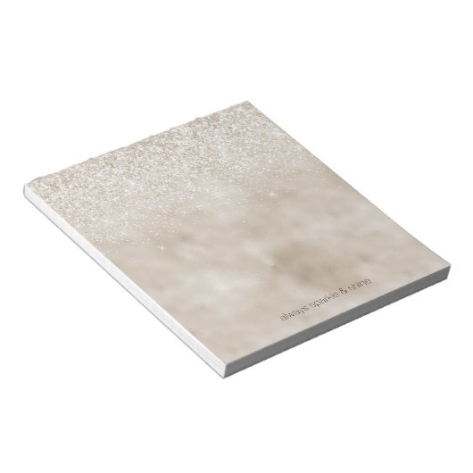 Chique Glitz Goud Wit Glitter Ombre Notitieblok (Schuin)
