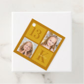 Chique Gold 2 Fotocollage Custom Verjaardagsfeest Bedankjes Labels (In situ)