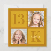 Chique Gold 2 Fotocollage Custom Verjaardagsfeest Kaart (Voorkant)