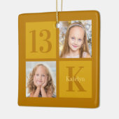 Chique Gold 2 Fotocollage Custom Verjaardagsfeest Keramisch Ornament (Links)