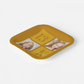 Chique Gold 2 Fotocollage Custom Verjaardagsfeest Papieren Bordje (Gebogen)