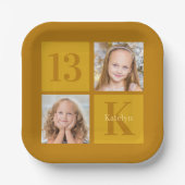 Chique Gold 2 Fotocollage Custom Verjaardagsfeest Papieren Bordje (Voorkant)