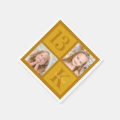 Chique Gold 2 Fotocollage Custom Verjaardagsfeest Servet (Hoek)