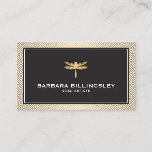 Chique Gold/Black Dragonfly Realtor, Ontwerper Visitekaartje (Voorkant)