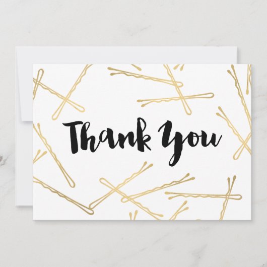 Chique Gold Bobby Pins Haarsalon Dank je Notitiekaartje (Voorkant)