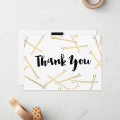 Chique Gold Bobby Pins Haarsalon Dank je Notitiekaartje (Voorkant / Achterkant in situ)