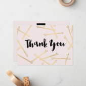 Chique Gold Bobby Pins Haarsalon Roze Dank je Notitiekaartje (Voorkant / Achterkant in situ)