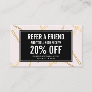 Chique Gold Bobby Pins Haarsalon Roze Verwijzende  Aanbevelingskaartje