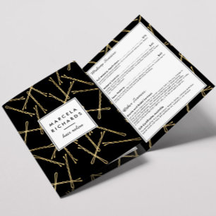 Chique Gold Bobby Pins Haarsalon Zwart Brochure Drieluik Kaart