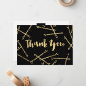 Chique Gold Bobby Pins Haarsalon Zwart Dank u Notitiekaartje (Voorkant / Achterkant in situ)