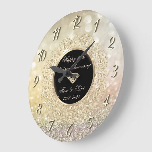 Chique Gold Bokeh 50e bruiloft Jubileum Grote Klok (Hoek)