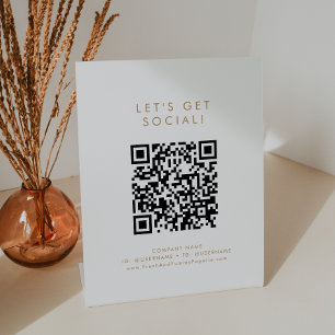 Chique Gold Business Laten we social media halen Reclamebord Met Voetstuk