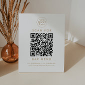Chique Gold Business Logo Bar Menu QR Code Reclamebord Met Voetstuk