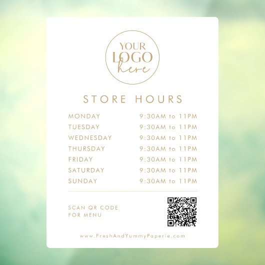 Chique Gold Business Logo QR Code Store Uren Raamsticker (Vel 3)