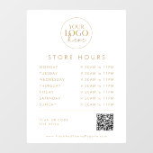 Chique Gold Business Logo QR Code Store Uren Raamsticker (Vel)