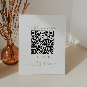 Chique Gold Business of Bruiloft Custom QR Code Reclamebord Met Voetstuk